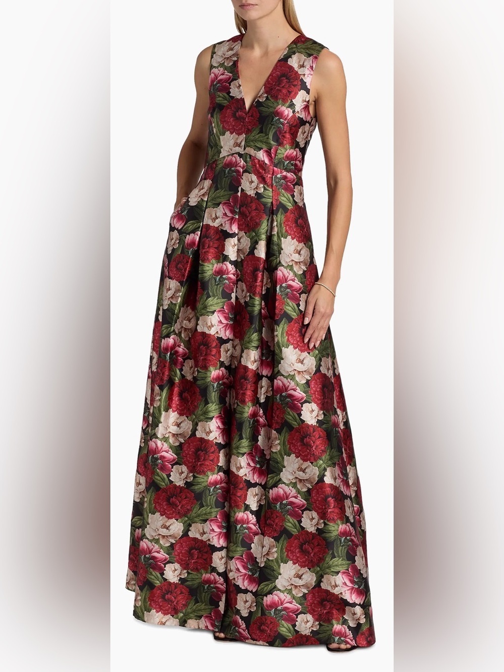 NEW SACHIN & BABI Brooke Peony floral sleeveless A-Line Gown Sz 8 - Picture 2 of 13
